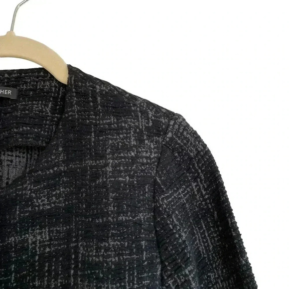 Eileen Fisher Textured Cardigan Jacket Topper Coat Small Black Gray Open Front - Picture 4 of 10